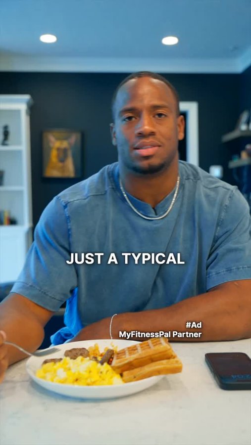 Instagram post by @nchubb27 for MyFitnessPal. Caption reads: How you perform on and off the field starts with....