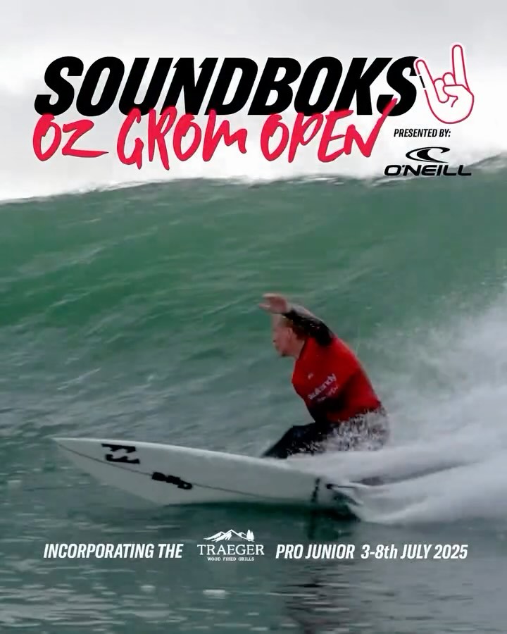 Instagram post by @ozgromopen for SOUNDBOKS. Caption reads: 🔥 IT’S ON! 🔥 The Soundboks Oz Grom Open returns....