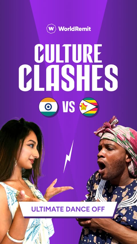 Instagram post by @mamavee_zw for WorldRemit. Caption reads: 💃🕺🏾 Culture Clash Week 5: 🇮🇳 vs 🇿🇼 🎶 This....