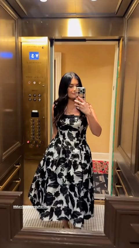 Instagram post by @katybellotte for Marriott Bonvoy. Caption reads: [...] own city is to check into it with Marriott....