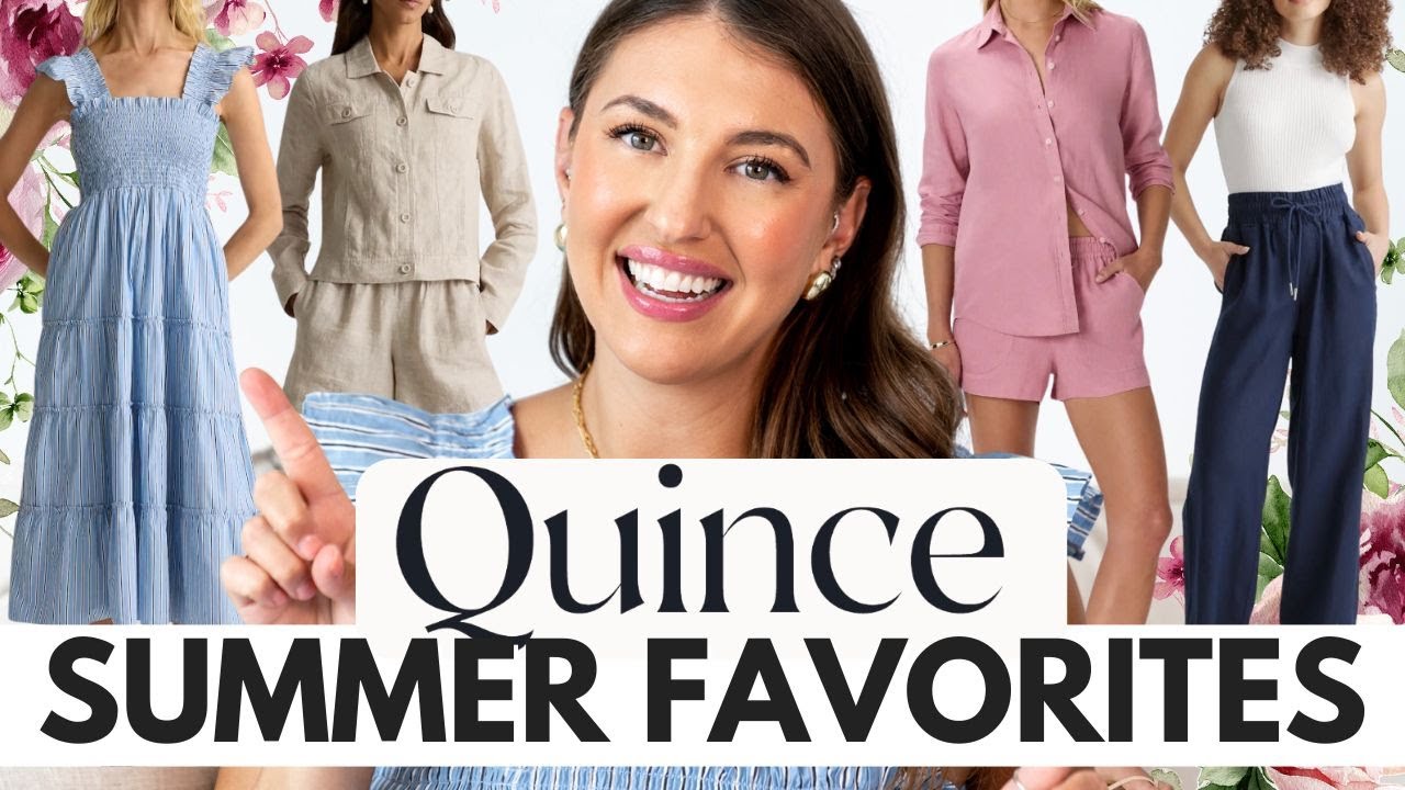 YouTube post by @DanaBerez for Poshmark. Caption reads: *NEW IN* Quince Summer Try On Haul & Summer....