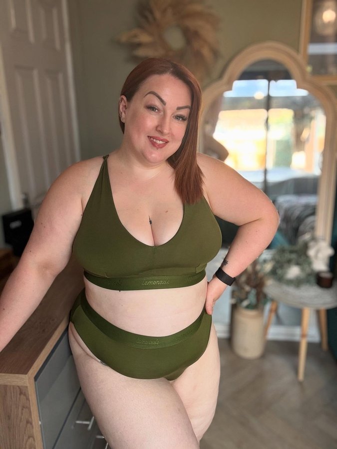 Instagram post by @curvy_crazy_cute for Lemonade Dolls. Caption reads: [...] is the modal eco set in khaki from....
