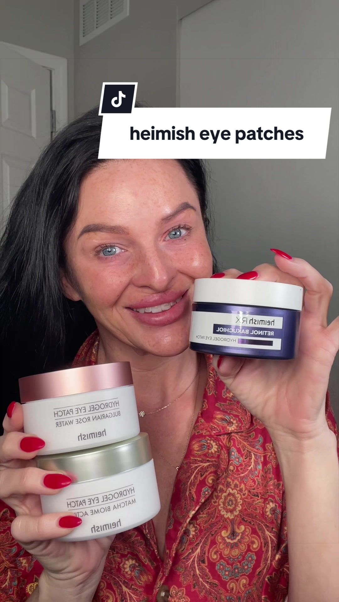 TikTok post by @mirandamari_1 for Heimish. Caption reads: [...] and ending my day with eye patches.....