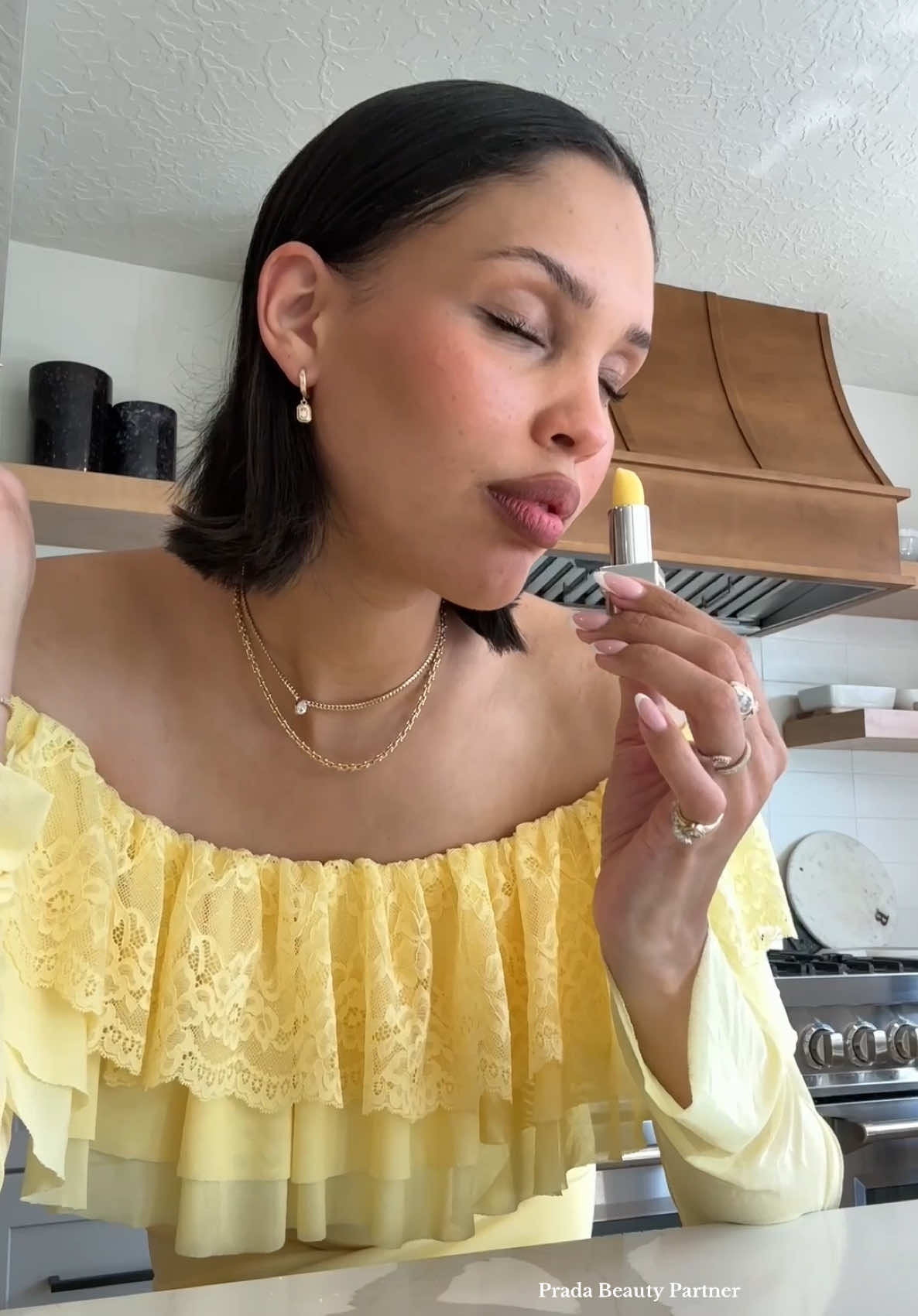 TikTok post by @naraazizasmith for Sephora. Caption reads: #pradabeautypartner What's your favorite fruit for....
