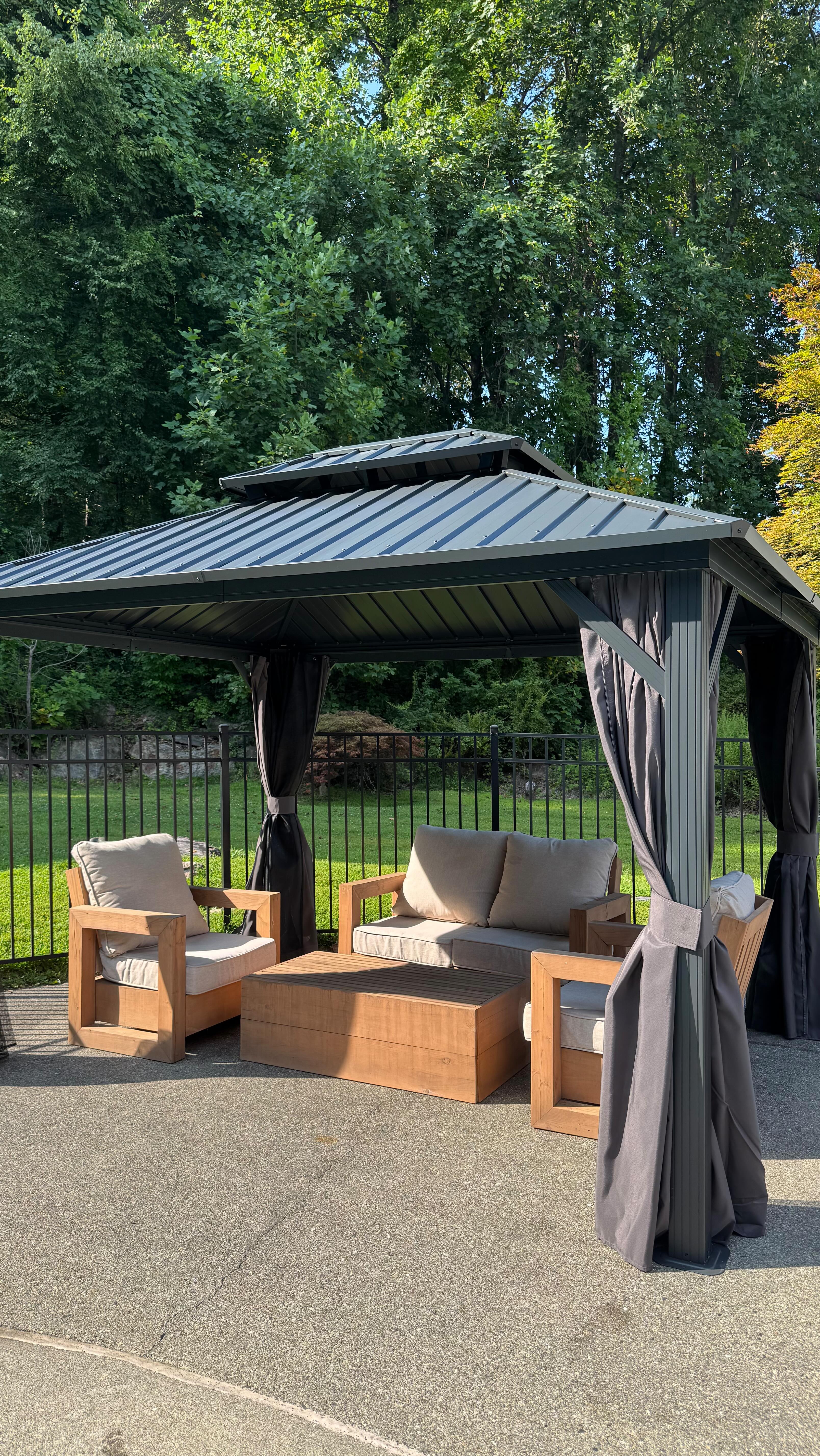 Instagram post by @creativediydesigns for PURPLE LEAF. Caption reads: [...] get used. But adding this gazebo from....