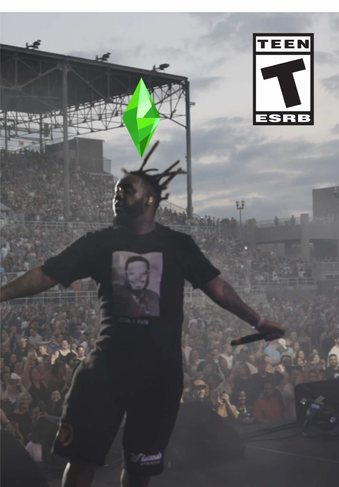 TikTok post by @tpain for The Sims. Caption reads: They made me an actual fairy in @The Sims and it....
