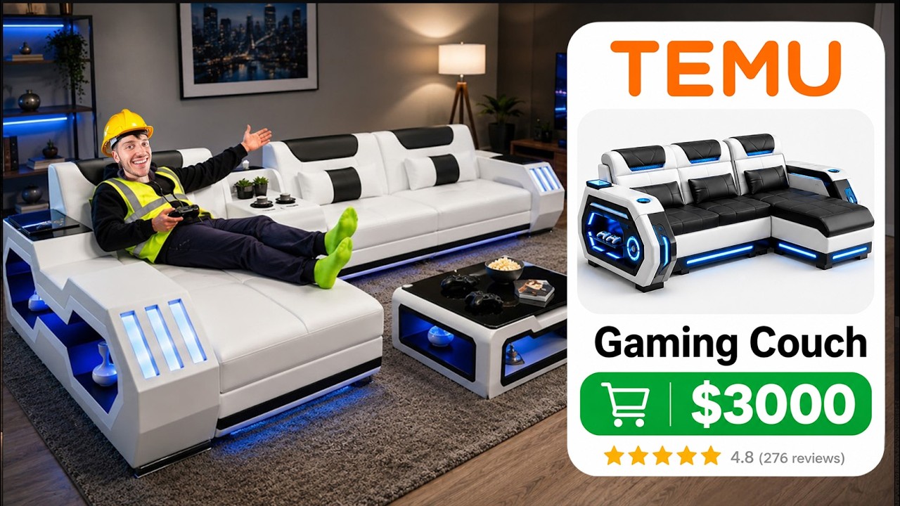 YouTube post by @FrenchieFries for Click Discount. Caption reads: I Tested $1 vs $10,000 Unusual Decor.