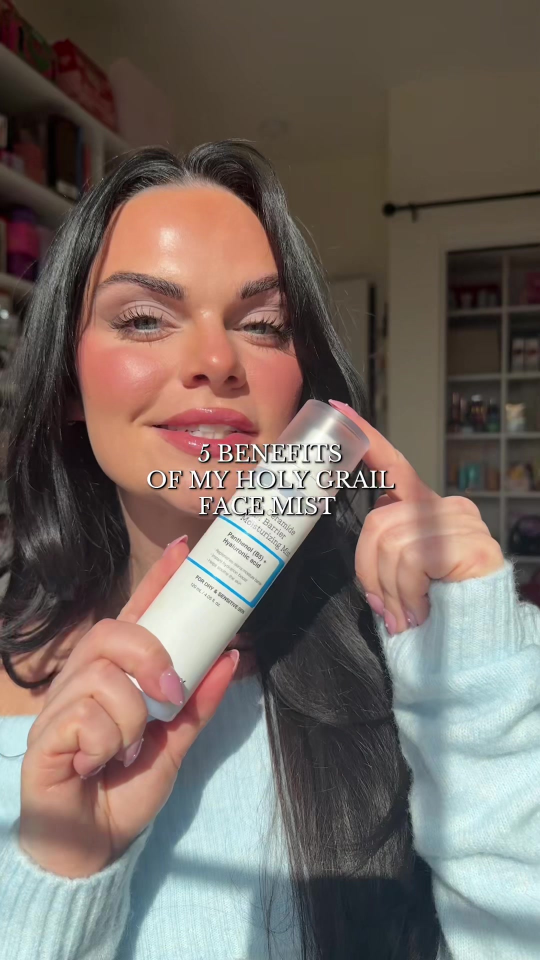 TikTok post by @kristynhoffman96 for COSRX. Caption reads: @COSRX US 5 benefits of the mist that keeps on....