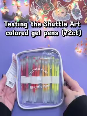 TikTok post by @m72art for Shuttle Art. Caption reads: [...] with gel pens before 😭😭 Thank you @Shuttle....