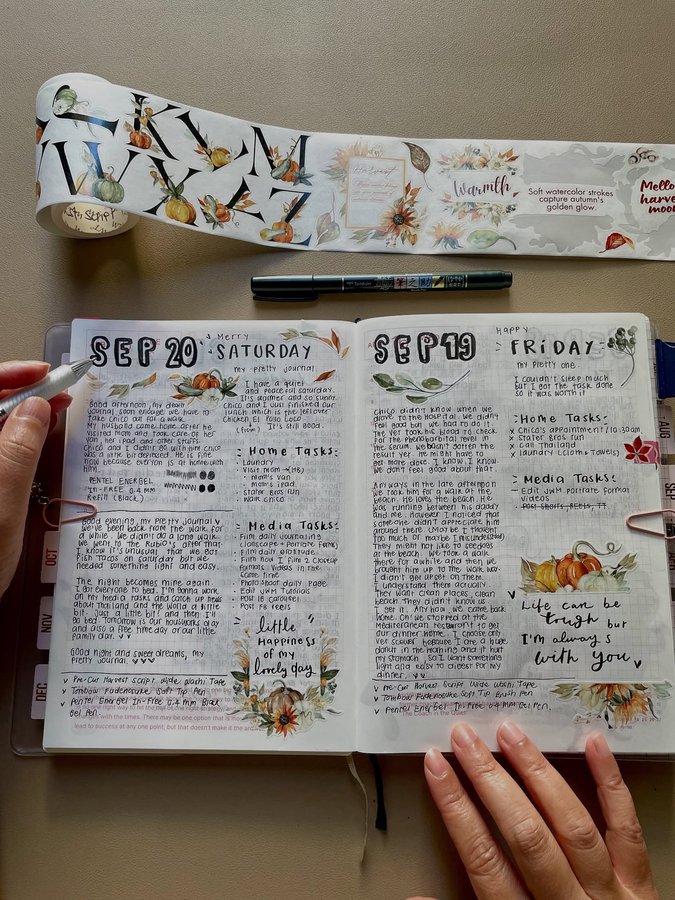 Instagram post by @shico_journals for The Washi Tape Shop. Caption reads: [...] Script Wide Washi Tape from The Washi Tape....