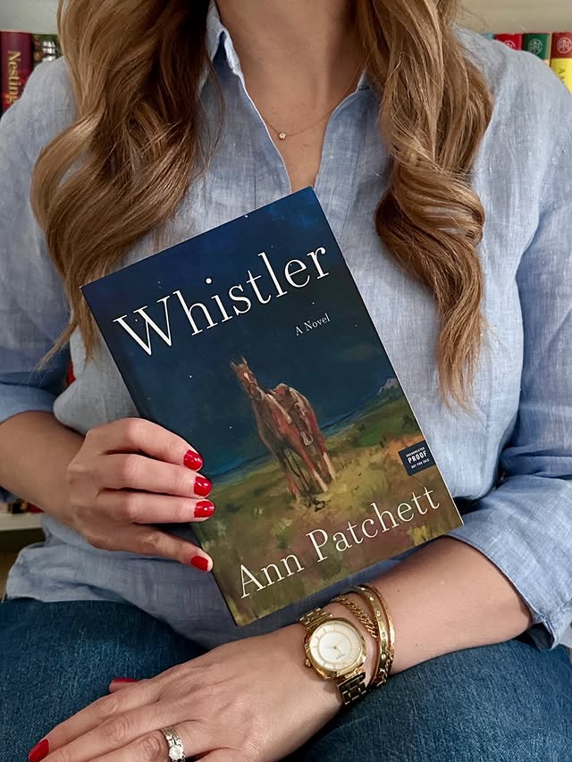 Instagram post by @thereaderista for HarperCollins. Caption reads: Review | Whistler by Ann Patchett Thank you....