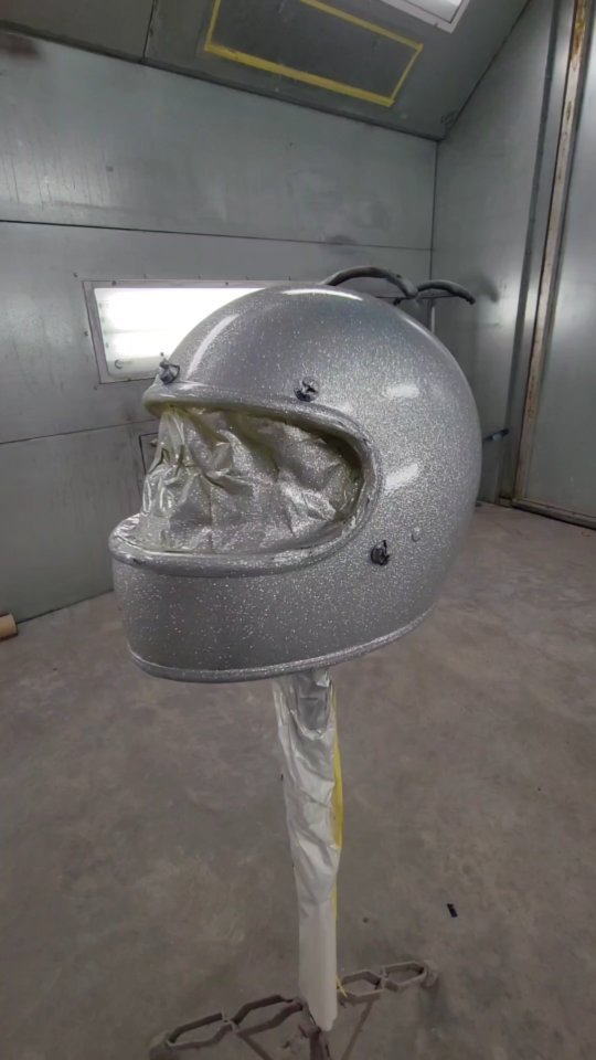 Instagram post by @brainbucketpaintshop for Biltwell. Caption reads: Getting my start on the Best modified class gringo....