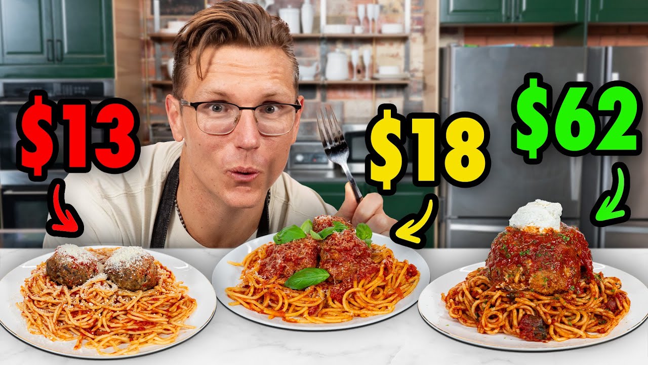 YouTube post by @mythicalkitchen for Mythical. Caption reads: Trying to Make Better Spaghetti Than The Most....