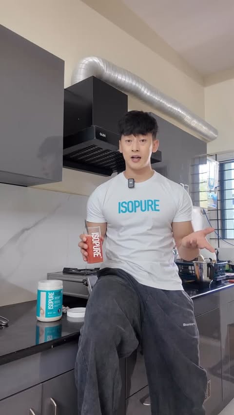 Instagram post by @songashim_rungsung for Isopure. Caption reads: Pick your sip. I’ll add @isopure_india collagen.....