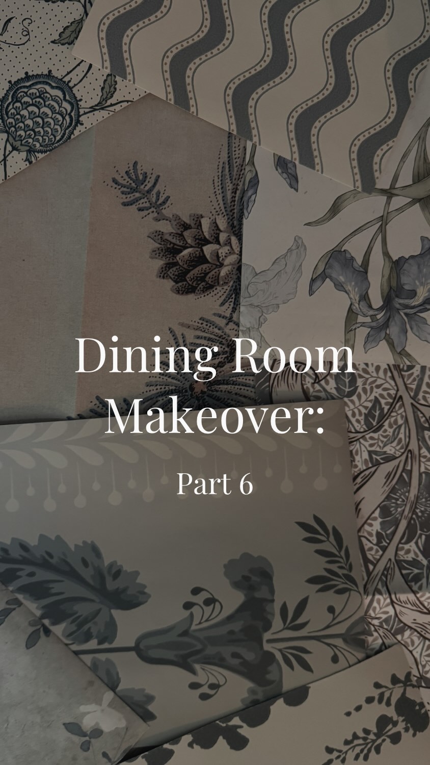 Instagram post by @oakandgrain_refinishing for Sandberg Wallpaper. Caption reads: Drop your votes below! ⬇️ 

Deciding wallpaper has....