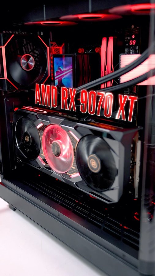 Instagram post by an influencer for AMD. Caption reads: The @amd RX 9070 XT has everything you [...].
