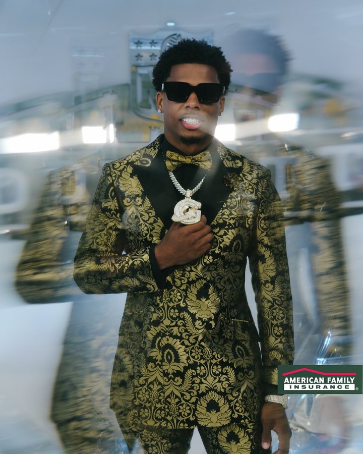 Instagram post by @matthew.d.golden for American Family Insurance. Caption reads: Good morning say it back.