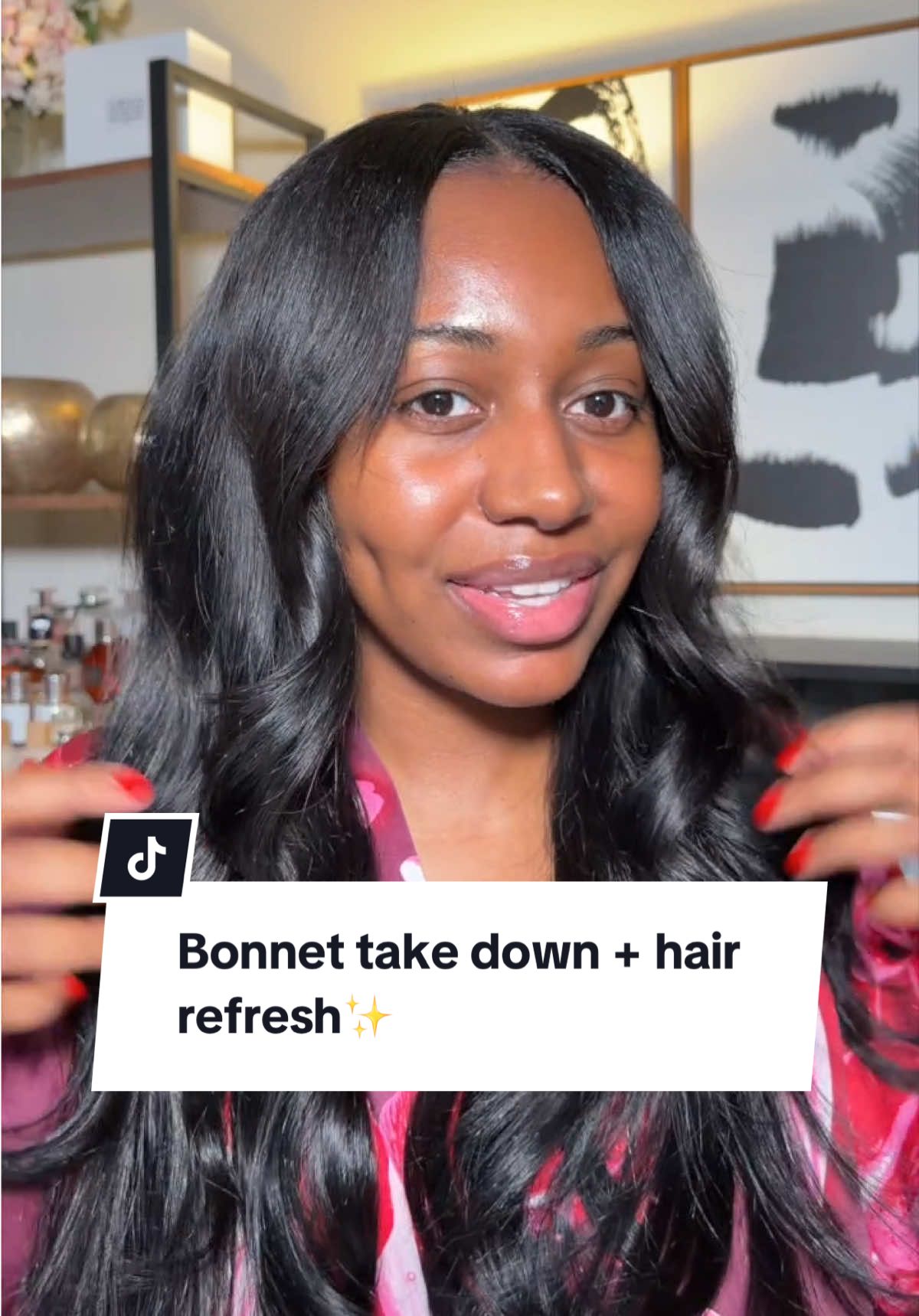 TikTok post by @its_allaboutash for Beachwaver. Caption reads: [...] bio @amika @redbykiss @chihaircare....