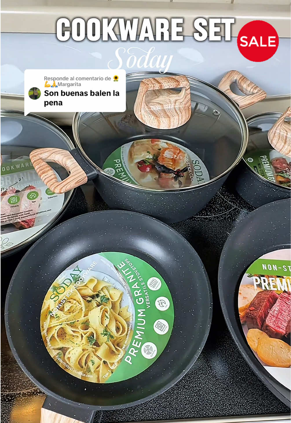 TikTok post by @erikamgarcia for Soday. Caption reads: [...] #cookwareset #setdeollas #sodaycookware....