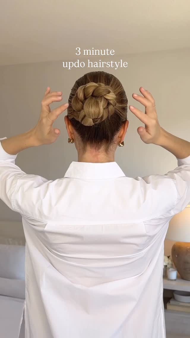 Instagram post by @alexgaboury for Luxy Hair. Caption reads: the easiest 3 minute updo✨

This sleek braided bun....