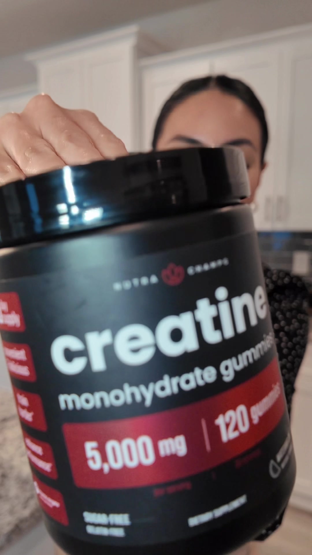 TikTok post by @gabsss96 for NutraChamps. Caption reads: [...] I definitely recommend these gummies!....