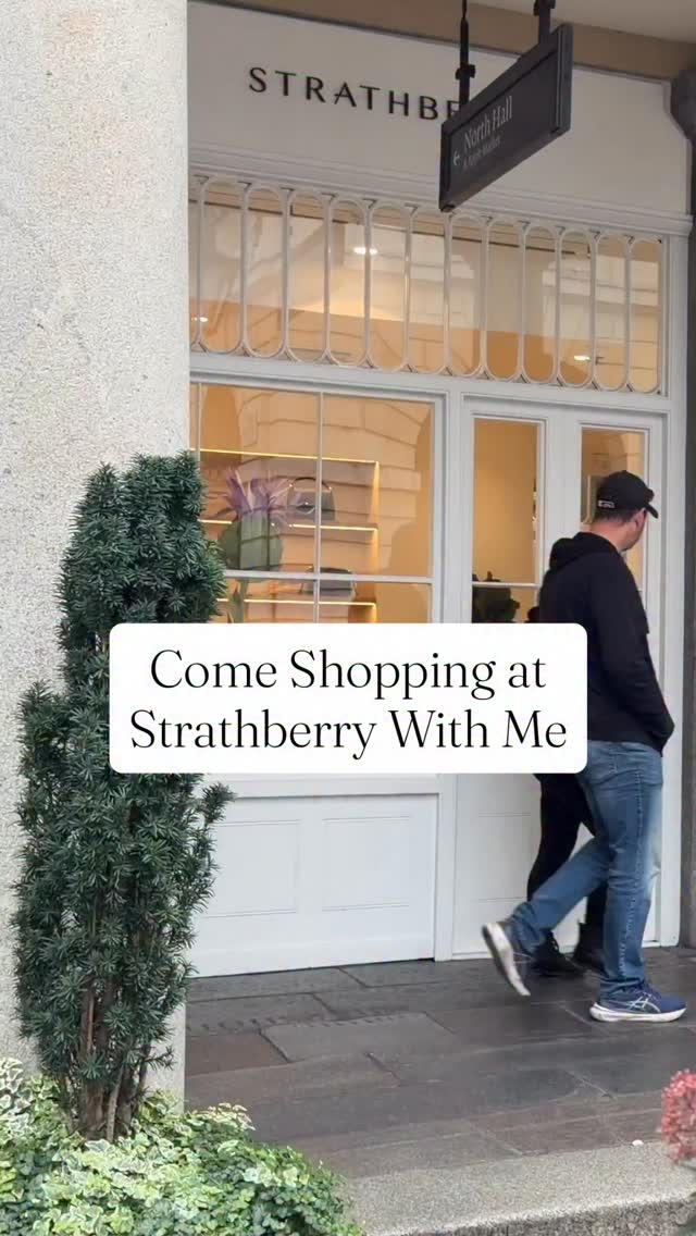 Instagram post by @handbag_holic for Strathberry. Caption reads: Come shopping at @strathberry with me! I’ve been....