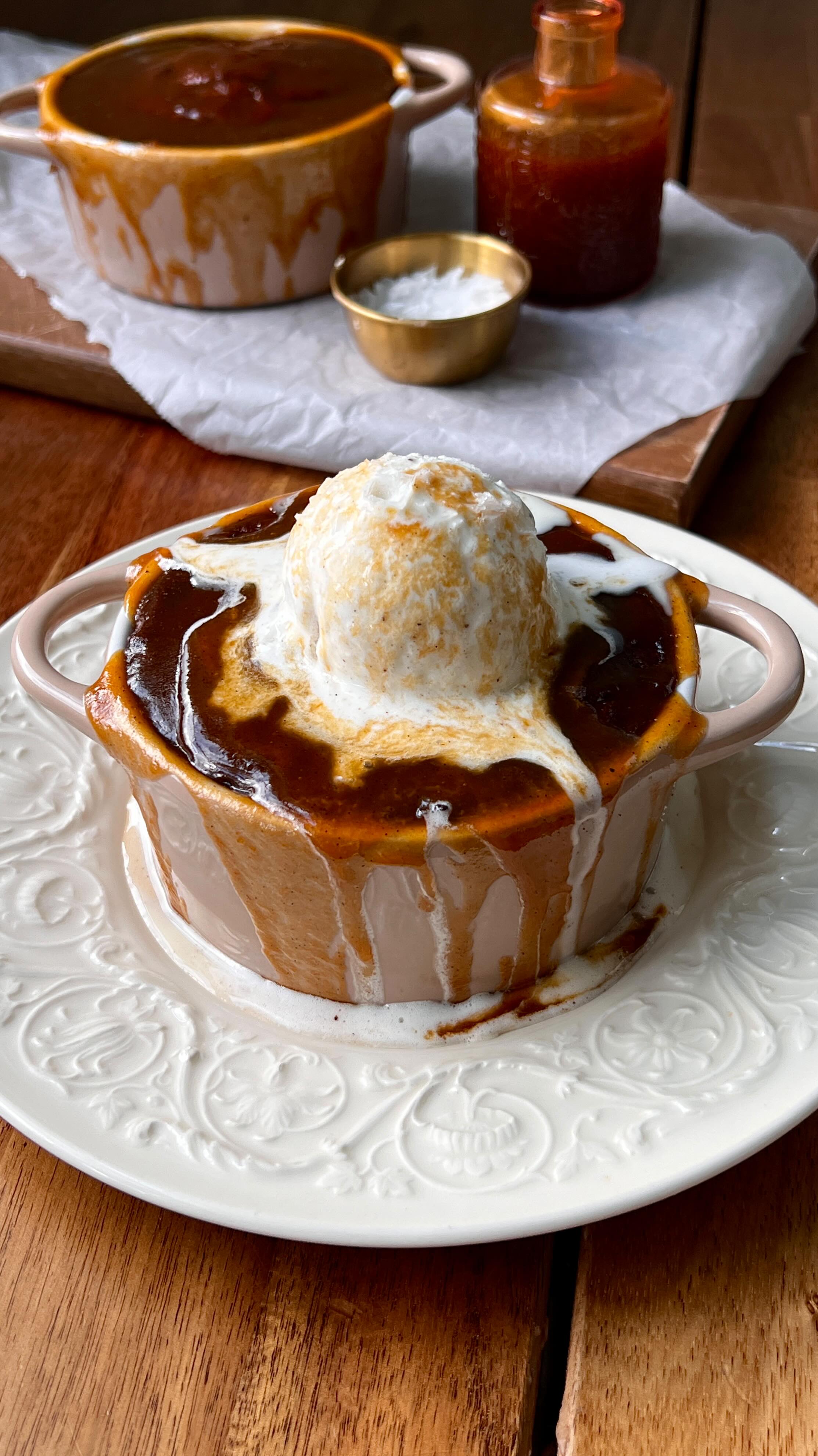 Instagram post by @wellmadebykiley for Califia Farms. Caption reads: SWEET POTATO STICKY TOFFEE PUDDINGS FOR TWO

Soft,....