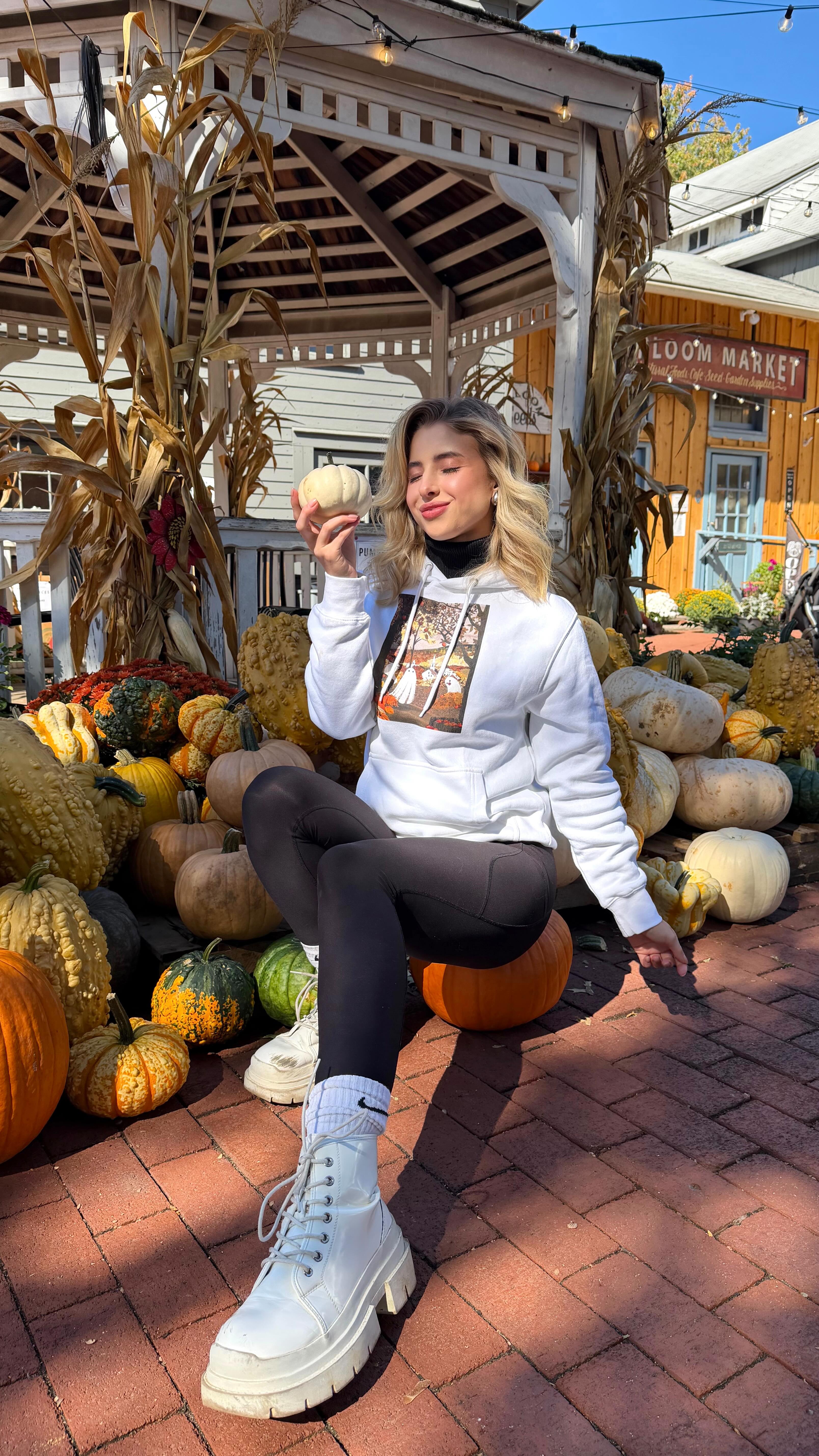 Instagram post by @_queen.sav_ for Redbubble. Caption reads: Exploring Old Wethersfield Connecticut 🎃📍 This....