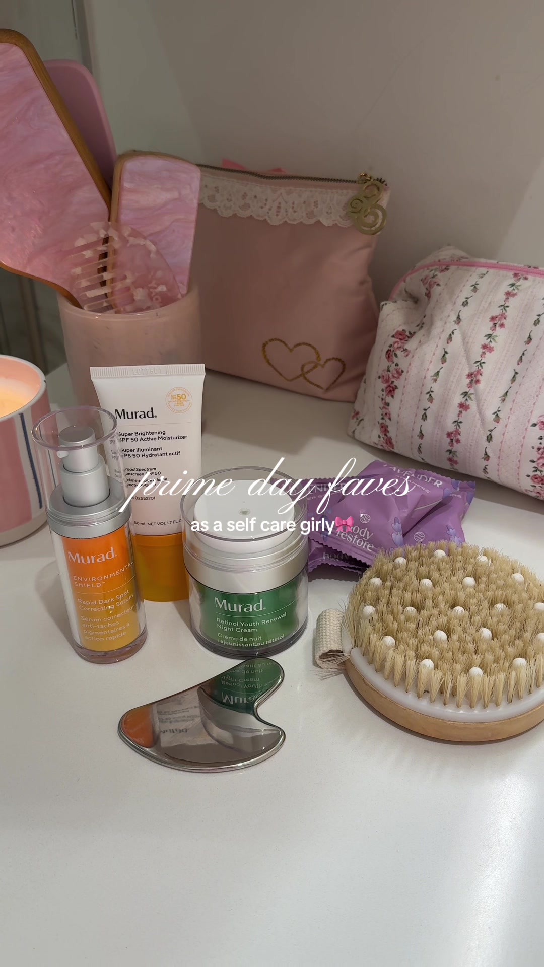 TikTok post by @vanessafaga for Murad Skincare. Caption reads: #muradpartner self-care haul just in time for....