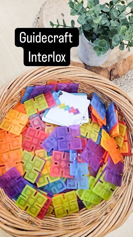 Instagram post by @mooretoloveinkinder for Guidecraft. Caption reads: [...] these open-ended building toys from....