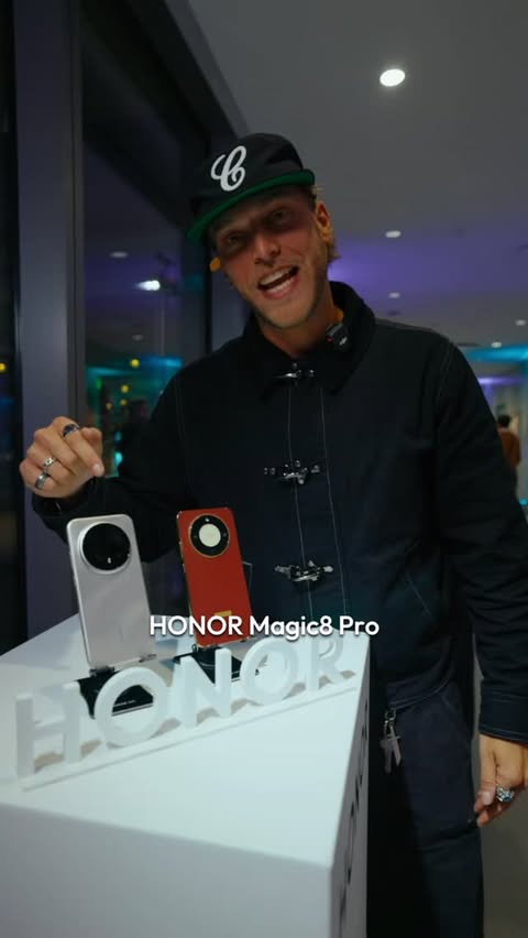 Instagram post by @d.grade for Honor. Caption reads: AD | Hands on with the new HONOR Magic8 series at....