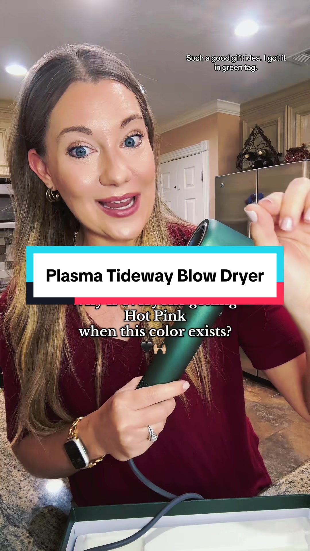 TikTok post by @kristenb6tts for Tideway. Caption reads: The Tideway H11 Plasma Blow Dryer ✨ gives you....
