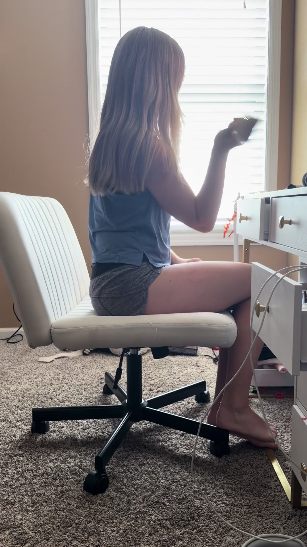 TikTok post by @jessica_young24 for Sweet Furniture. Caption reads: The roomiest office/desk chair @Sweet Furniture S....
