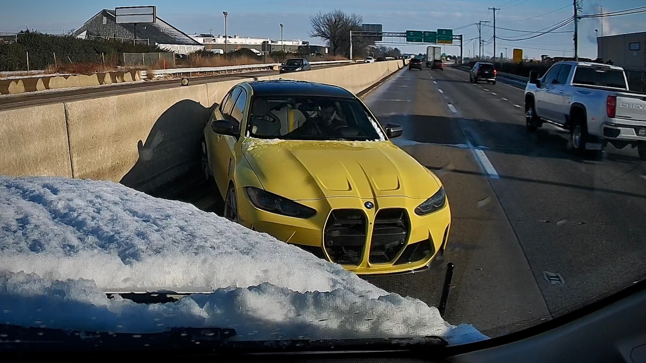 YouTube post by @matt13ross for AWE Tuning. Caption reads: SOMEONE JUST TOTALED MY G80 M3...I CAN'T BELIEVE....