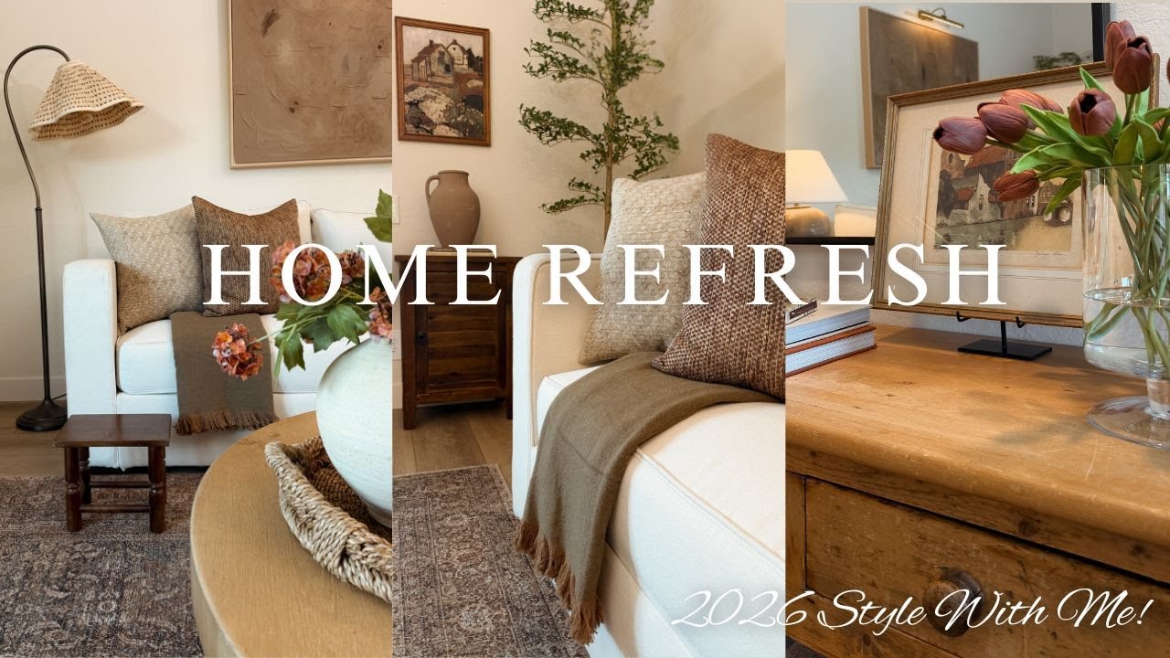 YouTube post by @janaeshautehome for Twopagescurtains. Caption reads: | 2026 Home Refresh | Decorate With Me | New Decor....