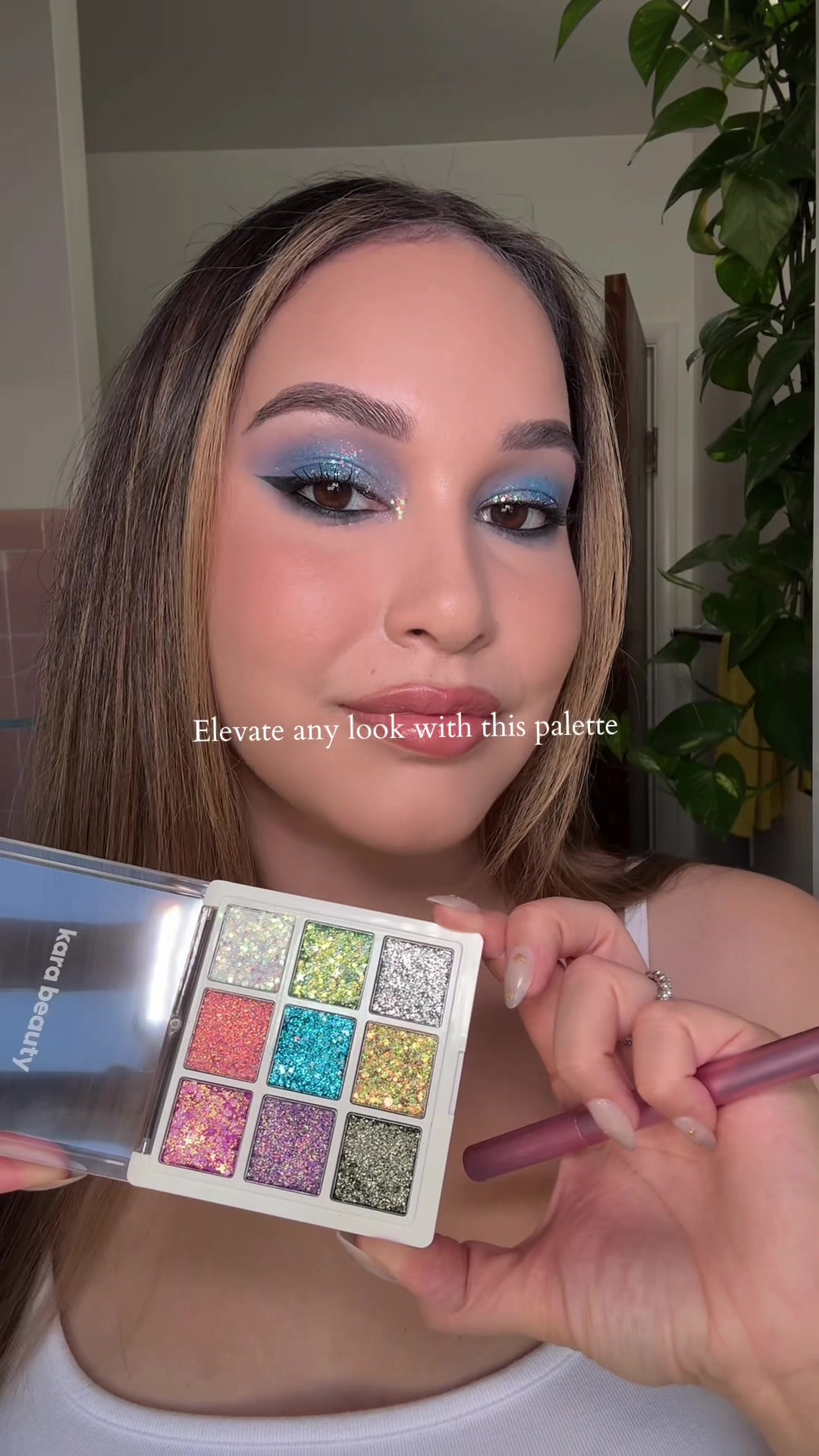 TikTok post by @kaymunozbeauty for Kara Beauty. Caption reads: [...] press it on with your finger 🤏🏻 @Kara....