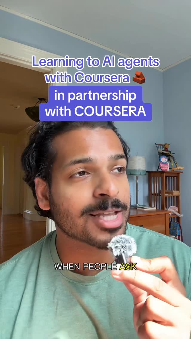 Instagram post by @remoteree for Coursera. Caption reads: #CourseraPartner Learning to build AI agents with....
