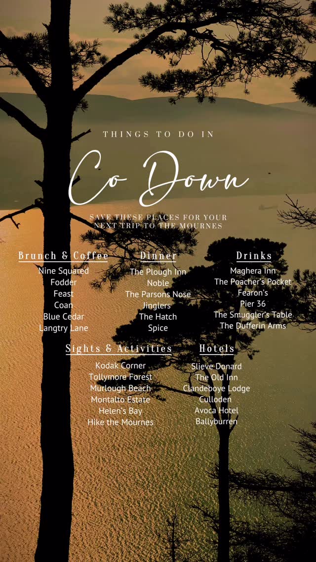 Instagram post by @pockettraveldeals for Discover Northern Ireland. Caption reads: County Down Travel Guide 🗻

Together with our....