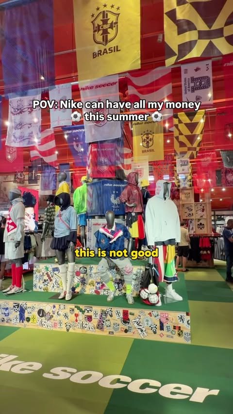 Instagram post by @yitongg.d for Nike Football. Caption reads: [...] ⚽️ at the Soho store! @nikenyc @nikefootball....