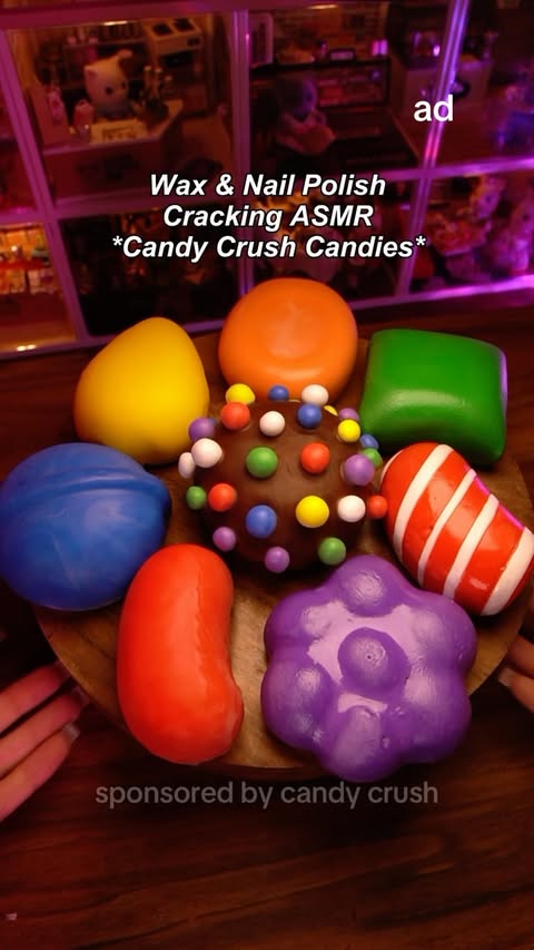 Instagram post by @kittyasmrxo for Candy Crush Saga. Caption reads: Putting the Crush in Candy Crush 🍬|....