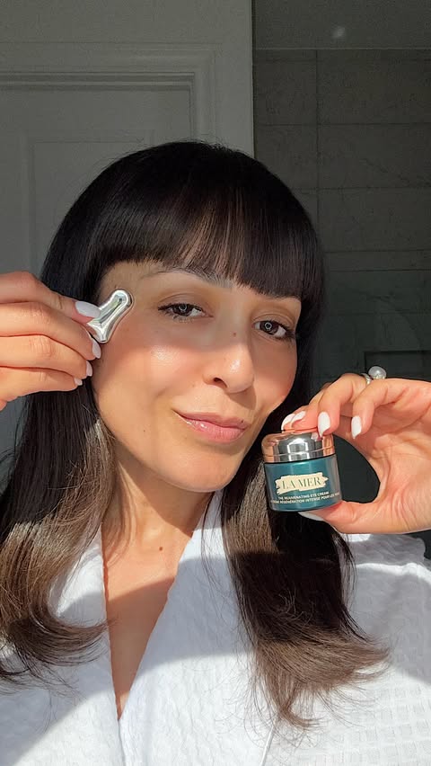 Instagram post by @spanglishfashion for LA MER. Caption reads: The new @lamer Rejuvenating Eye Cream gives you a....