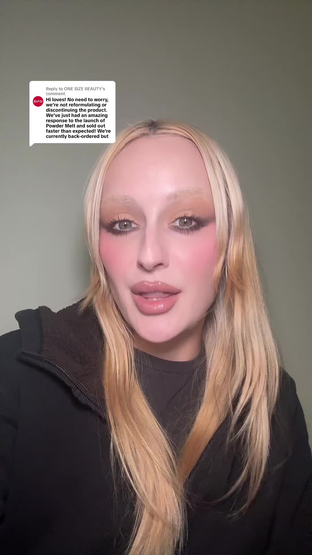 TikTok post by @not_another_hanna for ONE SIZE BEAUTY. Caption reads: Replying to @ONE SIZE BEAUTY yay! So happy .