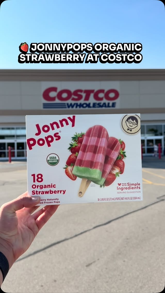 Instagram post by @costcobuys for JonnyPops. Caption reads: 🍓 I am so excited to try JonnyPops Organic....