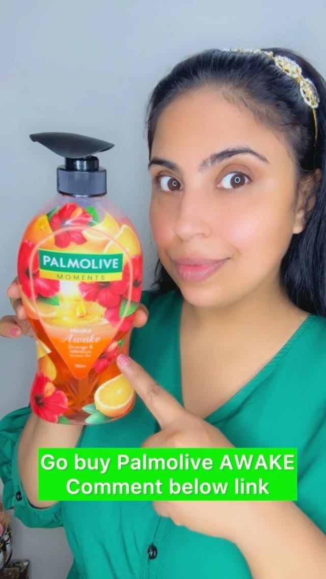 Instagram post by @manyakauroberoi for Palmolive. Caption reads: Want a body wash that fully wakes you up? The....