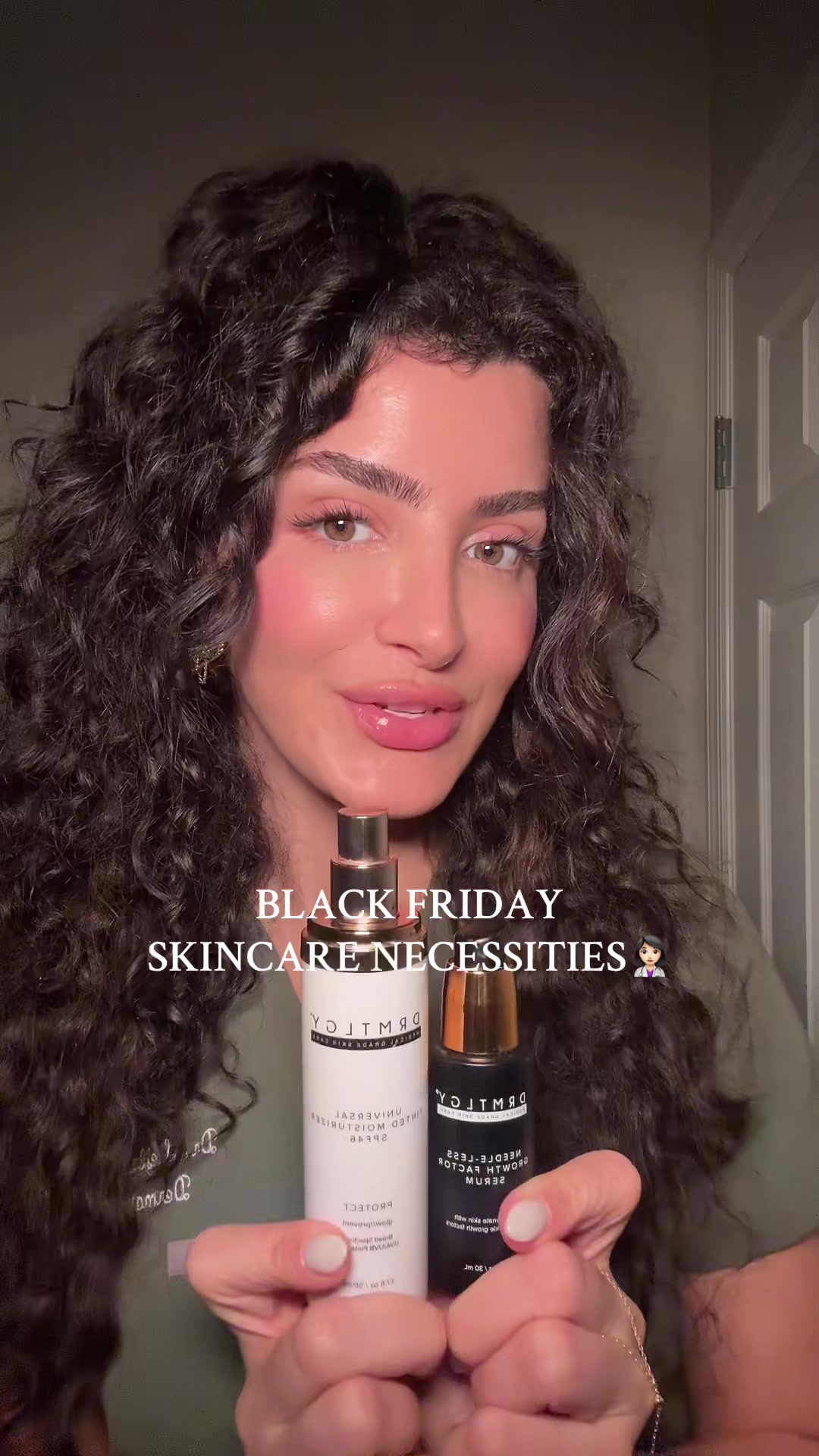 TikTok post by @thebeautyderm for DRMTLGY. Caption reads: Run, don’t walk 🔥 @DRMTLGY Black Friday sale is....