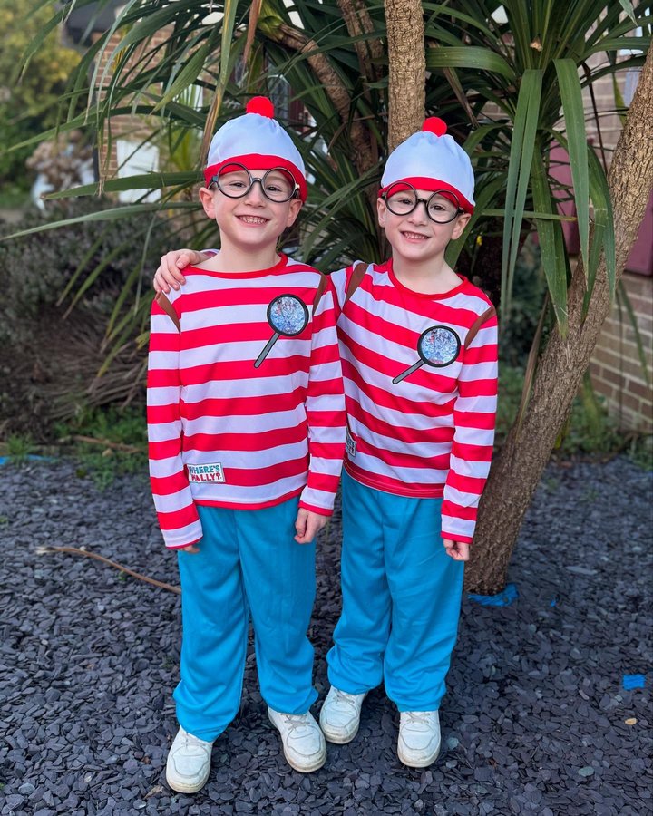 Instagram post by @gemma_tommy_george_ for Smiffys. Caption reads: Tommy & George have chosen to be wally this year....