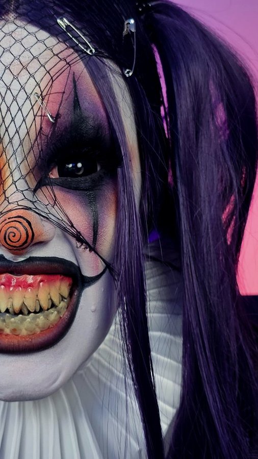 Instagram post by @byhazelj for RCMA Makeup. Caption reads: 2020 clown core activated with this audio but it....