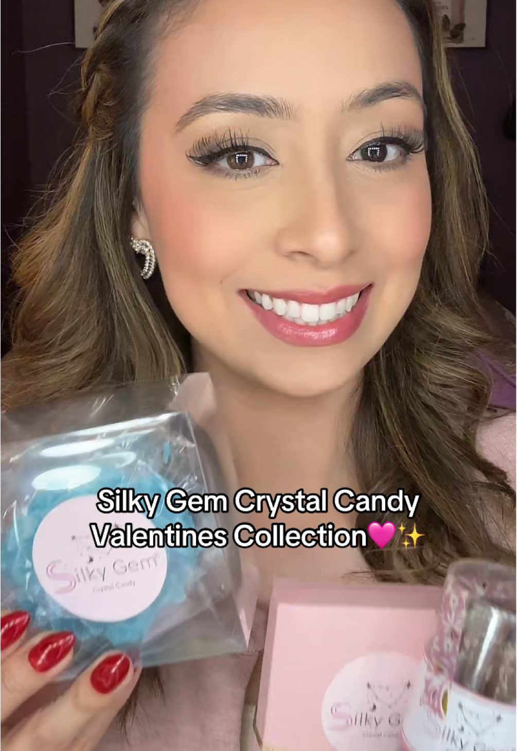 TikTok post by @vaness_s_asmr for Silky Gem. Caption reads: @Silky Gem Crystal Candy Valentines collection is....