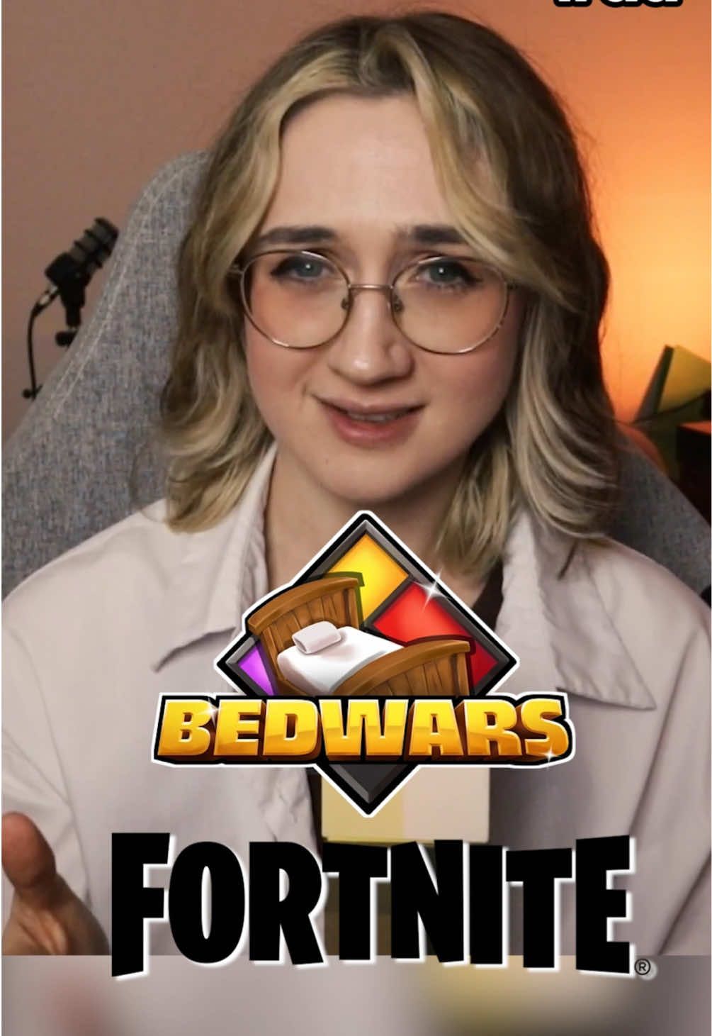 TikTok post by @bekyamon for Epic Games. Caption reads: #ad you can play BEDWARS in Fortnite?? check out....