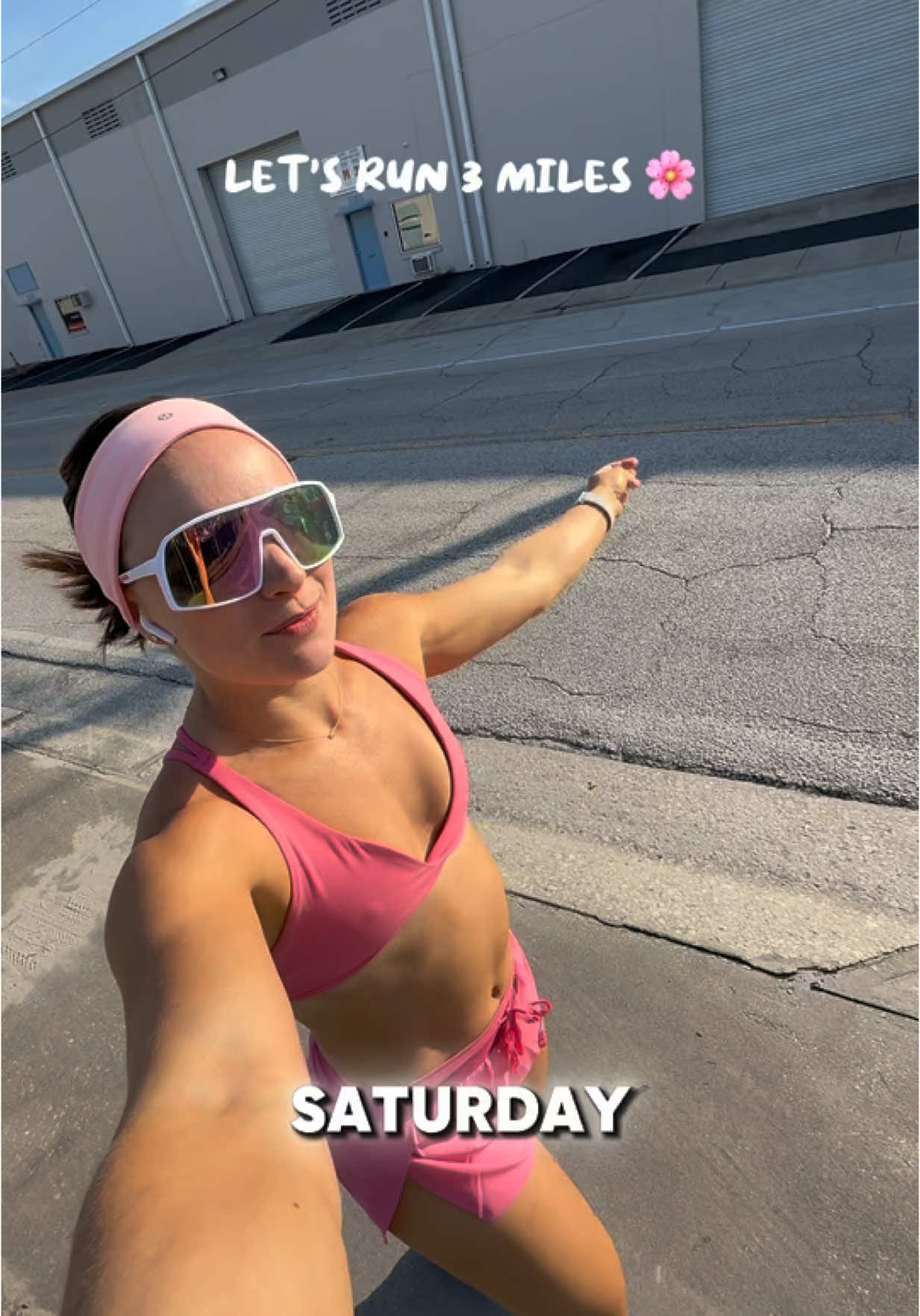 TikTok post by @briebenefit for LSKD. Caption reads: 3 miles done ✅🌸🩷 full fit by @LSKD #lskdcreator .